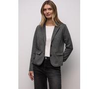 Kurzblazer STREET ONE, Damen, Gr. 40, schwarz, Web, 72% Polyester, 28% Baumwolle, gemustert, normal normal, V-Ausschnitt, abgesteppt, Blazer Kurzblazer, mit Reverskragen (91730507-40) schwarz