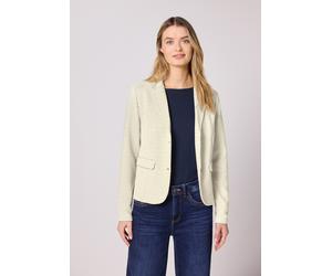 Kurzblazer STREET ONE, Damen, Gr. 40, soft beige, Stoff, 70% Polyester, 27% Viskose, 3% Elasthan, gestreift, normal normal, V-Ausschnitt, abgesteppt, Blazer Kurzblazer, im Blazer-Style (95244731-40) s
