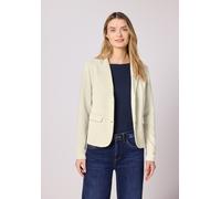 Kurzblazer STREET ONE, Damen, Gr. 42, beige (soft beige), Stoff, 70% Polyester, 27% Viskose, 3% Elasthan, gestreift, normal normal, V-Ausschnitt, abgesteppt, Blazer Kurzblazer, im Blazer-Style (952447