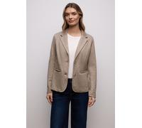 Kurzblazer STREET ONE, Damen, Gr. 42, light terra mocha meliert, Stoff, Obermaterial: 54% Polyester, 31% Viskose, 13% Nylon, 2% Elasthan; Futter: 100% Polyester, unifarben, regular fit normal, V-Aussc