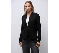 Kurzblazer STREET ONE, Damen, Gr. 42, schwarz, Web, 55% Baumwolle, 40% Polyester, 5% Elasthan, Jacquardmuster, regular fit normal, V-Ausschnitt, abgesteppt, Blazer Kurzblazer, im soften Baumwoll-Mix (