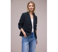Kurzblazer STREET ONE, Damen, Gr. 42, shadowed navy, Stoff, Obermaterial: 100% Polyester; Futter: 100% Polyester, unifarben, normal normal, V-Ausschnitt, abgesteppt, Blazer Kurzblazer, mit Reverskrage