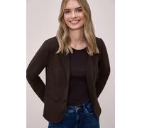 Kurzblazer STREET ONE, Damen, Gr. 44, espresso braun, Stoff, 71% Polyester, 26% Viskose, 3% Elasthan, Jacquardmuster, unifarben, normal normal, V-Ausschnitt, Bündchen, Blazer Kurzblazer, mit Reverskra