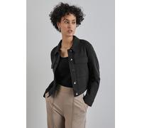 Kurzblazer STREET ONE, Damen, Gr. 44, schwarz, Stoff, 53% Polyester, 22% Polyamid, 22% Viskose, 3% Elasthan, kariert, normal normal, V-Ausschnitt, Bündchen, Blazer Kurzblazer, mit Brusttaschen (330475