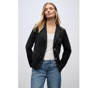 Kurzblazer STREET ONE, Damen, Gr. 44, schwarz, Web, Obermaterial: 90% Polyester, 8% Polyamid, 2% Elasthan. Futter: 100% Polyester, unifarben, tailliert hüftbedeckend, V-Ausschnitt, Blazer Kurzblazer,