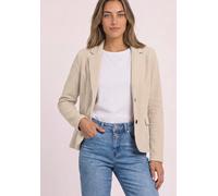 Kurzblazer STREET ONE, Damen, Gr. 46, beige (clay sand), Web;Cord;Stoff, 67% Baumwolle, 28% Polyester, 5% Elasthan, unifarben, normal normal, V-Ausschnitt, abgesteppt, Blazer Kurzblazer, in Cord-Optik