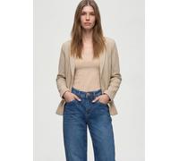 Kurzblazer STREET ONE, Damen, Gr. 46, cotton beige, Web, 53% Polyester, 45% Baumwolle, 2% Elasthan, unifarben, normal normal, V-Ausschnitt, abgesteppt, Blazer Kurzblazer, mit Struktur (35077504-46) co