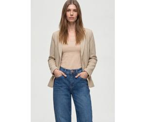 Kurzblazer STREET ONE, Damen, Gr. 46, cotton beige, Web, 53% Polyester, 45% Baumwolle, 2% Elasthan, unifarben, normal normal, V-Ausschnitt, abgesteppt, Blazer Kurzblazer, mit Struktur (35077504-46) co