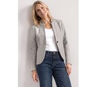 Kurzblazer STREET ONE, Damen, Gr. 46, grau (pure beige), Stoff, 69% Polyester, 20% Baumwolle, 9% Viskose, 2% Elasthan, gemustert, regular fit normal, V-Ausschnitt, normaler Saum, Blazer Kurzblazer, mi
