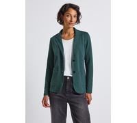 Kurzblazer STREET ONE, Damen, Gr. 46, grün (deep teal grün), Web, Obermaterial: 93% Baumwolle, 7% Elasthan; Futter: 100% Elasthan, unifarben, normal normal, V-Ausschnitt, abgesteppt, Blazer Kurzblazer
