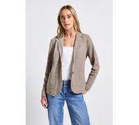 Kurzblazer STREET ONE, Damen, Gr. 46, grün (sandstone mocha meliert), Web, Obermaterial: 93% Baumwolle, 7% Elasthan; Futter: 100% Elasthan, unifarben, normal normal, V-Ausschnitt, abgesteppt, Blazer K