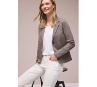 Kurzblazer STREET ONE, Damen, Gr. 46, hatch braun, Stoff, 71% Polyester, 26% Viskose, 3% Elasthan, unifarben, regular fit normal, V-Ausschnitt, Bündchen, Blazer Kurzblazer, im Blazer-Style (23417760-4
