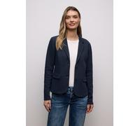 Kurzblazer STREET ONE, Damen, Gr. 46, shadowed navy, Web, 73% Baumwolle, 24% Polyester, 3% Elasthan, Strukturmuster, regular fit normal, V-Ausschnitt, normaler Saum, Blazer Kurzblazer (20077454-46) sh