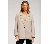Kurzblazer TEESHOPPEN "TEESHOPPEN Blazers Oversized", Damen, Gr. L, grau, Obermaterial: 94% Polyester, 6% Elasthan, Blazer Kurzblazer (34834642-L) grau