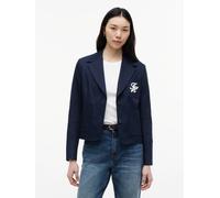 Kurzblazer TOMMY HILFIGER "CHINO DRESSING COTTON BLAZER", Damen, Gr. 44, schwarz night navy, Web, Obermaterial: 100% Baumwolle. Futter: 100% Viskose, unifarben, regular fit normal, V-Ausschnitt, einge
