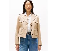 Kurzblazer TOMMY HILFIGER "COTTON REGULAR LADY JACKET", Damen, Gr. 44, beige, Web, Obermaterial: 100% Baumwolle, unifarben, regular fit, V-Ausschnitt, Blazer Kurzblazer (16598469-44)