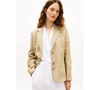 Kurzblazer TOMMY HILFIGER "NEW ESS LINEN REG SB BLAZER", Damen, Gr. 36, beige, Web, Obermaterial: 76% Leinen, 24% Lyocell, unifarben, gerade normal, Blazer Kurzblazer, mit aufgesetzten Taschen (855977