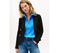 Kurzblazer TOMMY HILFIGER "PUNTO SLIM DB BLAZER", Damen, Gr. 44, schwarz, Web, Obermaterial: 68% Polyester, 28% Viskose, 4% Elasthan, unifarben, slim fit, Blazer Kurzblazer (97537940-44)