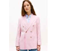 Kurzblazer TOMMY HILFIGER "TIMELESS WOOL DB BLAZER", Damen, Gr. 36, bon. pink, Web, Obermaterial: 54% Polyester, 44% Wolle, 2% Elasthan, unifarben, bequem, V-Ausschnitt, Blazer Kurzblazer, mit doppelr