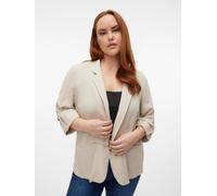 Kurzblazer VERO MODA CURVE "VMCJESMILO 3/4 BLAZER WVN GA NOOS CUR", Damen, Gr. 50, beige (silber lining), Web, Obermaterial: 55% Viskose, 45% Leinen, unifarben, V-Ausschnitt, Blazer Kurzblazer (276728