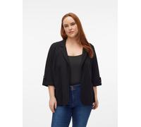 Kurzblazer VERO MODA CURVE "VMCJESMILO 3/4 BLAZER WVN GA NOOS CUR", Damen, Gr. 50, schwarz, Web, Obermaterial: 55% Viskose, 45% Leinen, unifarben, V-Ausschnitt, Blazer Kurzblazer (23930210-50) schwarz