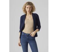Kurzblazer VERO MODA "VMJESMILO 3/4 LOOSE BLAZER WVN NOOS", Damen, Gr. XL, blau (navy blazer), Web, Obermaterial: 55% Viskose, 45% Leinen, unifarben, regular fit normal, V-Ausschnitt, Blazer Kurzblaze