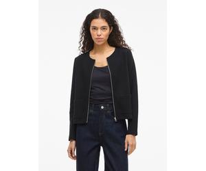 Kurzblazer VILA "VIGARDEN L/S SHORT CARDIGAN - NOOS", Damen, Gr. L, schwarz beauty, Web, Obermaterial: 70% Baumwolle, 25% Polyester, 5% Elasthan, unifarben, regular fit kurz, Rundhals, Blazer Kurzblaz