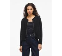 Kurzblazer VILA "VIGARDEN L/S SHORT CARDIGAN - NOOS", Damen, Gr. S, schwarz beauty, Web, Obermaterial: 70% Baumwolle, 25% Polyester, 5% Elasthan, unifarben, regular fit kurz, Rundhals, Blazer Kurzblaz