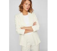 Kurzblazer VILA "VIHER NEW 3/4 BLAZER -NOOS", Damen, Gr. S, beige (birch), Web, Obermaterial: 63% Polyester, 33% Viskose, 4% Elasthan, unifarben, regular fit hüftlang, Blazer Kurzblazer, Materialmix,