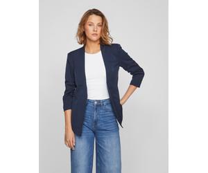 Kurzblazer VILA "VIHER NEW 3/4 BLAZER -NOOS", Damen, Gr. XS, blau (navy blazer), Web, Obermaterial: 63% Polyester, 33% Viskose, 4% Elasthan, unifarben, regular fit hüftlang, Blazer Kurzblazer, Materia