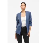 Kurzblazer VILA "VIHER NEW 3/4 BLAZER -NOOS", Damen, Gr. XS, blau (vintage indigo), Web, Obermaterial: 63% Polyester, 33% Viskose, 4% Elasthan, unifarben, regular fit hüftlang, Blazer Kurzblazer (3414