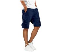 Kurze Arbeitshose Herren, Bermudashorts Mit Taschen Sommer Cargohose Relaxed Komfortable Golfhose Kurze Hosen Herren Cargo Reissverschluss Bequeme Outdoorhose Trekkinghose Baggy Wanderhose marine S
