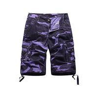 Kurze Arbeitshose Herren Lässige Mit Bedruckten Cargo-Tarnen Für Hose Cargo Short Men S Shorts Cargohose Bermuda Jogginghose Kurz Sommer Hosen Baumwolle Stretch Mode Outdoor Große Größen Arbeit Lila