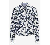 MORE & MORE Regular Fit Hemdbluse mit floralem Allover-Print in Marine, Größe 40