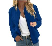 Kurze Bomberjacke Damen Blouson, Frühlingsjacke Große Größen Übergangsjacke Elegant College Langarm Leichte Sommerjacke Kurzmantel Frühjahr Zip Up Einfarbig Light Dünne Bomber Jacket Übergangsmantel