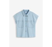 Kurze Boxy-Jeansbluse 46