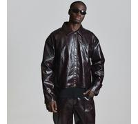 Kurze Boxy P.U. Jacke mit Druckknöpfen und Brusttaschen-Detail, nur Jacke, Herbst-Winter-Essentials