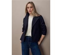Kurzjacke STREET ONE, Damen, Gr. 44, obsidian blau, Stoff, Obermaterial: 90% Polyester, 10% Viskose; Futter: 100% Polyester, unifarben, normal normal, V-Ausschnitt, abgesteppt, Jacken, mit Reverskrage