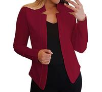 Kurze Damen Blazer Sportlich Elegant Business Blazer Slim Fit Revers Outfit Leicht Geschäft Büro Short Bolero Jacke Outwear Festlich Modern Freizeit Oberteil Sakko