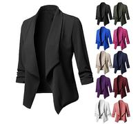 Kurze Damen Blazer Sportlich Elegant Business Blazer Slim Fit Revers Outfit Leicht Geschäft Büro Short Bolero Jacke Outwear Festlich Modern Freizeit Oberteil Sakko
