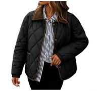 Kurze Damen Wattierte Jacke Warm Gefüttert Einfarbig Bequeme Passform für Urlaub und Alltag Leicht Elastisch Steppmantel Steppjacke Kurz Leichte Winterjacke Warm(XL Black)