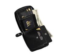 Kurze Geldbörse for Herren mit Reißverschluss, Kartenhalter for mehrere Karten, zweifach gefaltete Geldklammer aus PU-Leder Münzfach(Color 4)