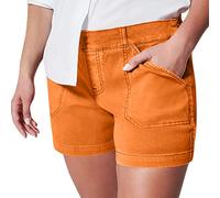 Kurze Hose Damen High Waist Einfarbig Kurze Jogginghose Mit Taschen Regular Fit Skinny Shorts Stretch Laufshorts Bermuda Shorts Basic Freizeit Shorts Elastische Taille Sommer Shorts