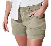 Kurze Hose Damen High Waist Einfarbig Kurze Jogginghose Mit Taschen Regular Fit Skinny Shorts Stretch Laufshorts Bermuda Shorts Basic Freizeit Shorts Elastische Taille Sommer Shorts