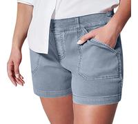 Kurze Hose Damen High Waist Einfarbig Kurze Jogginghose Mit Taschen Regular Fit Skinny Shorts Stretch Laufshorts Bermuda Shorts Basic Freizeit Shorts Elastische Taille Sommer Shorts