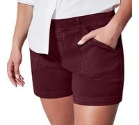 Kurze Hose Damen High Waist Einfarbig Kurze Jogginghose Mit Taschen Regular Fit Skinny Shorts Stretch Laufshorts Bermuda Shorts Basic Freizeit Shorts Elastische Taille Sommer Shorts