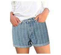 Kurze Hose Damen Hosen Boyfriend Kurz Hotpants Bermuda Shorts Pants Gummiband Hotpants Jeanshose Kurze Curvy Sommer Weite Kurze Hosen mit Taschen Kurzejeanshosedamen Short