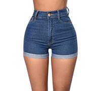 Kurze Hose Damen, Jeans Shorts Damen Sommer High Waist Jeansshorts Crimpen Hotpants Bermuda Shorts Denim Stretch Freizeitshorts Sexy Kurze Hosen Frauen Casual Jeanshose Bermudashorts