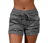 Kurze Hose Damen Sommer Hose Damen Elegant High Waist Hose Damen Karo Hose Biker Shorts Damen Damen Kurze Strand Wassersport Boardshorts Schnell Trocknendes Shorts Mit Tasche Streifen Dunkelgrau M