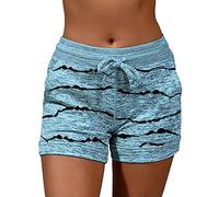 Kurze Hose Damen Sommer Hose Damen Elegant High Waist Hose Damen Karo Hose Biker Shorts Damen Damen Kurze Strand Wassersport Boardshorts Schnell Trocknendes Shorts Mit Tasche Streifen Himmelblau 4XL